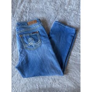 Seven7 Luxe Womens Straight Leg Jeans Blue Medium Wash Size 16 Stretch Denim